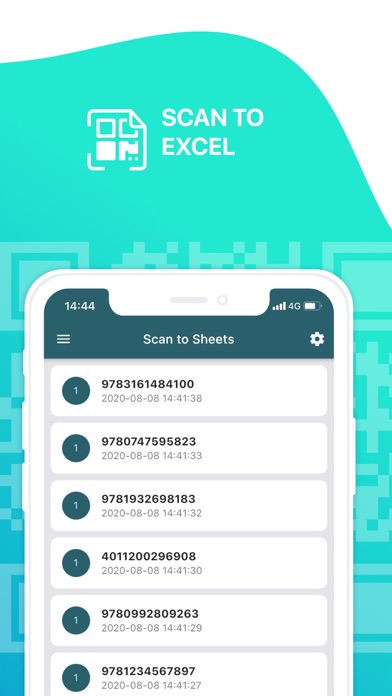 Scan to Excel app screen